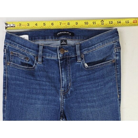Calvin Klein Size 27X27 Womens Mid Rise Skinny Blue Denim Repreve 5 Pocket Jeans - Picture 2 of 14